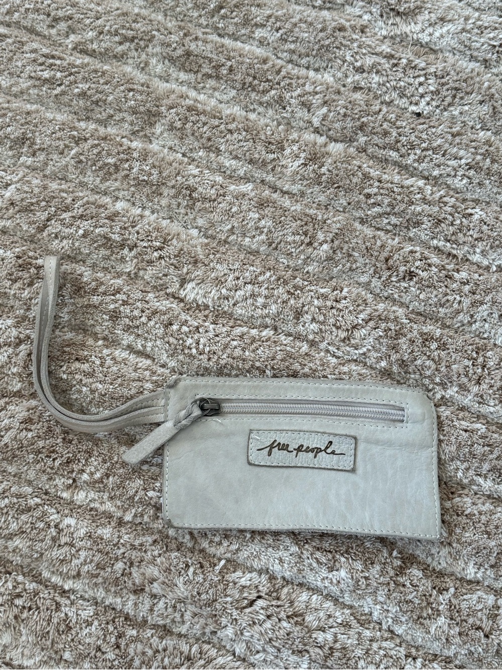 Free People Light Cream Wristlet Clutch with Zip Pocket
